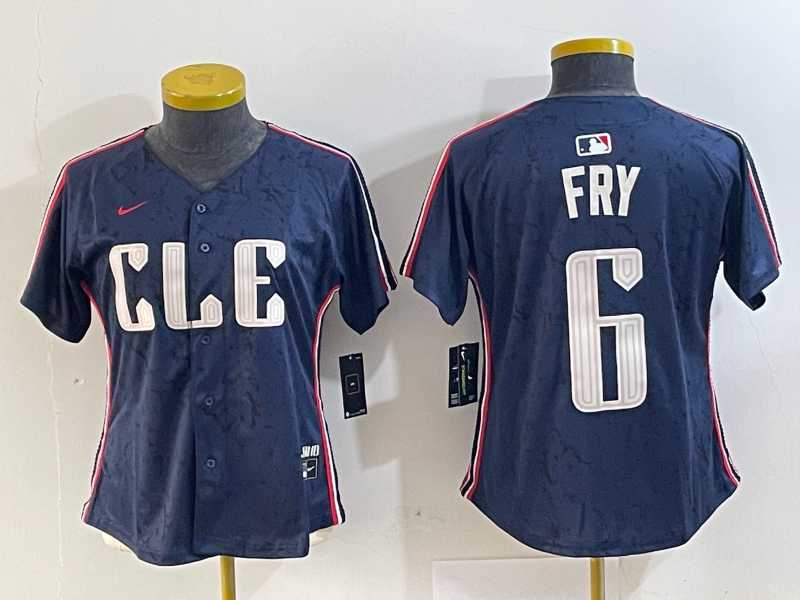 Womens Cleveland Guardians #6 David Fry Navy 2024 City Connect Limited Stitched Jersey->mlb womens jerseys->MLB Jersey